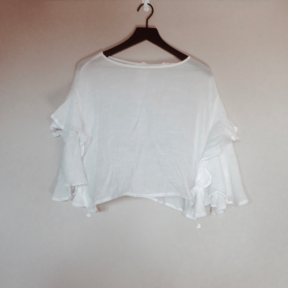 Ruffle Sleeve, Button Back Top - Picture 3 of 6